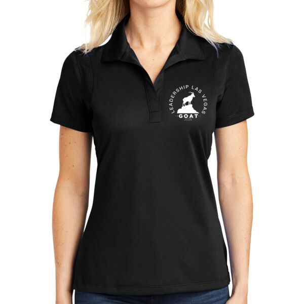 Leadership Las Vegas GOATS Women’s Polo – Sport-Tek LST650 (White Print) Thumbnail